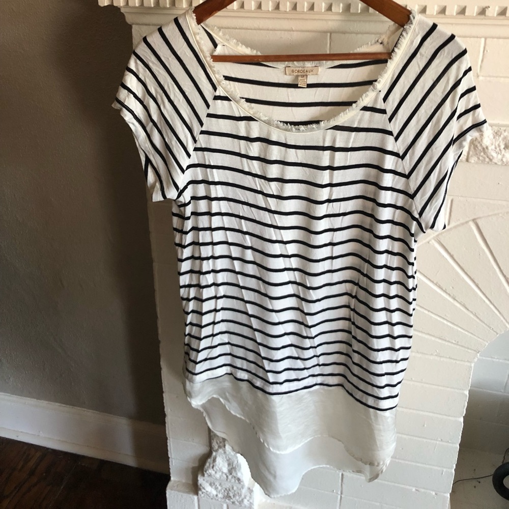 Anthropologie black and white striped top